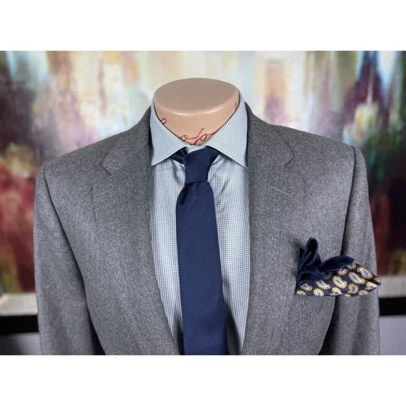 42R Hartmanns Custom Gray 2 Piece Suit - Pants 36/30 Italian Wool Mens Italian
